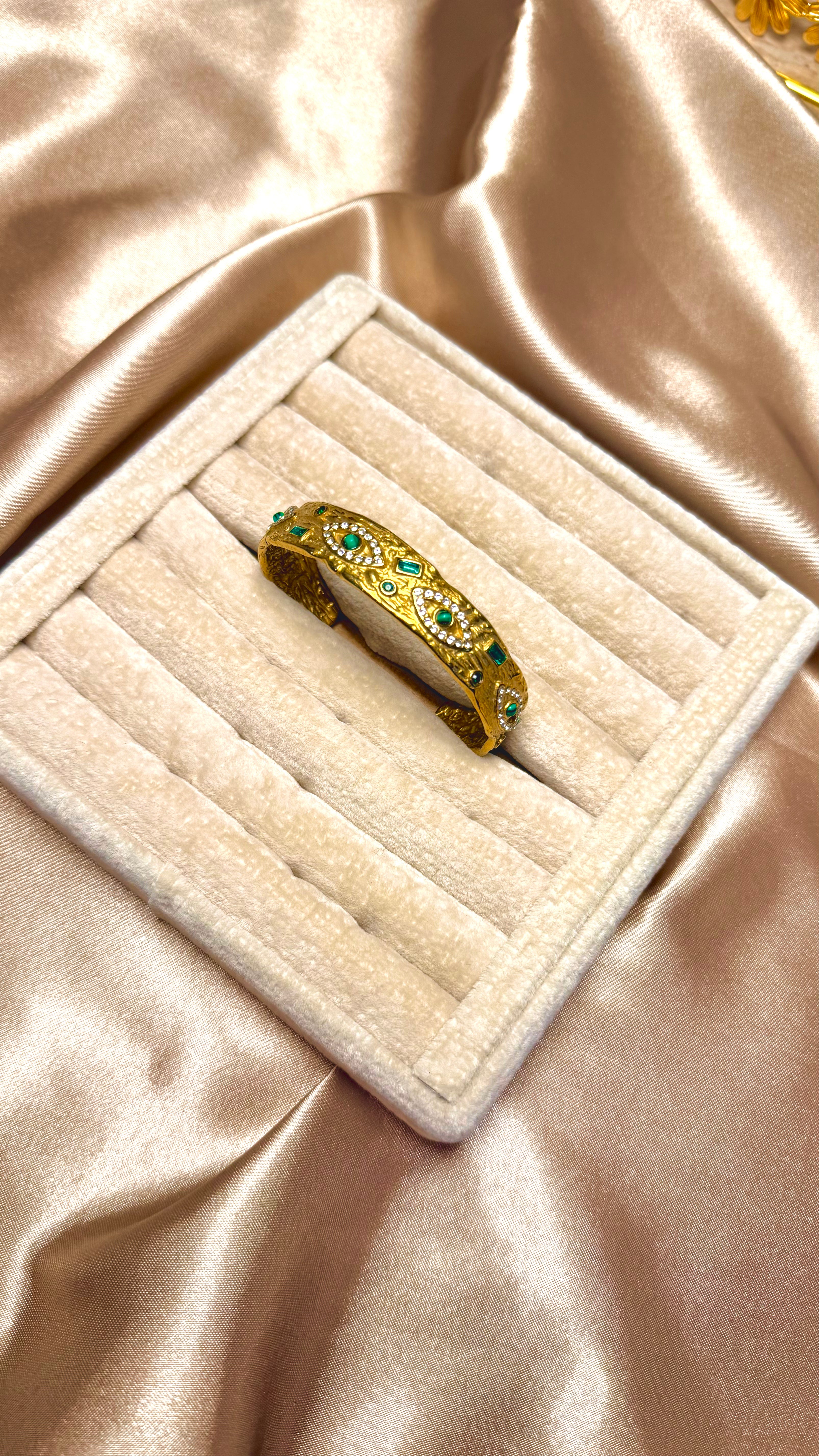 Vintage Zümrüt Çelik Bileklik