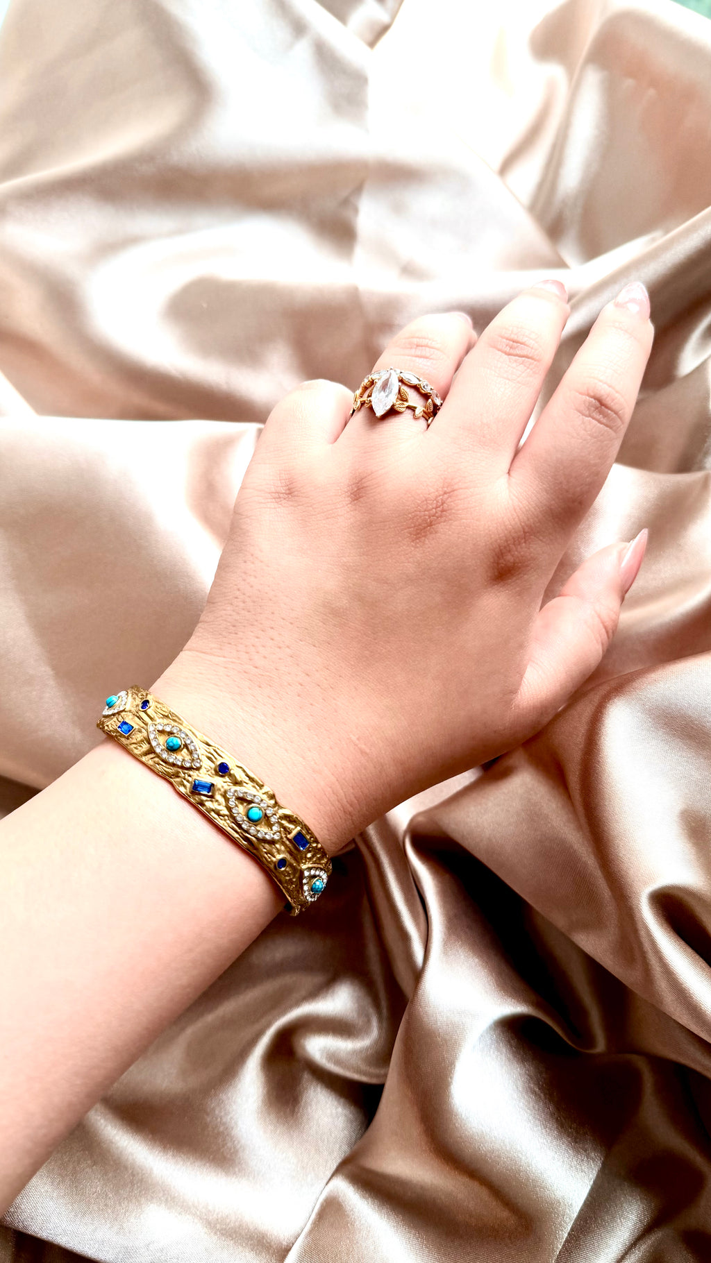 Vintage Mavi Taşlı Çelik Bileklik