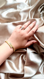 Vintage Kare Taş Detaylı Çelik Bileklik