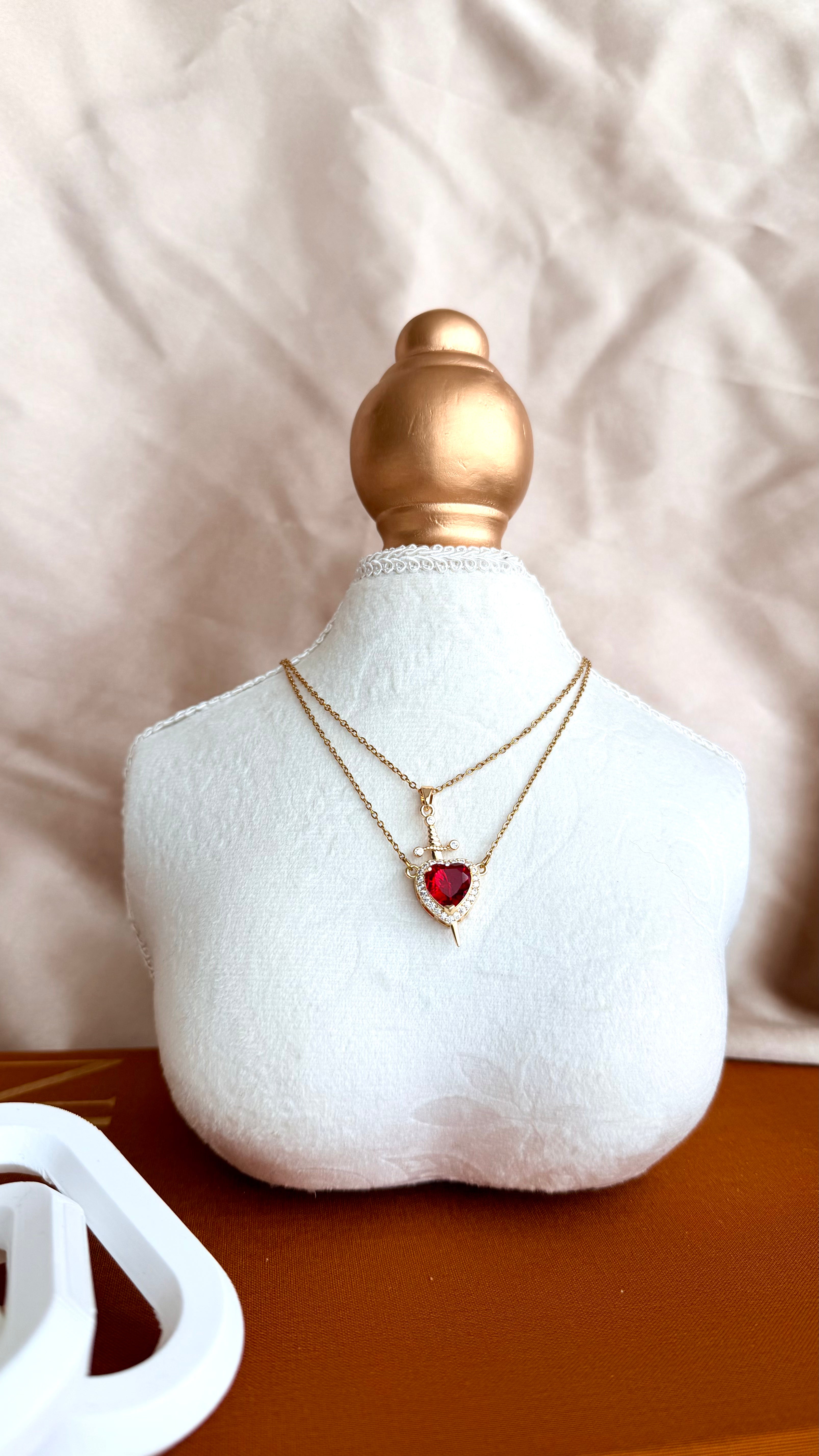 Sacred Heart Double Zincir Çelik Kolye