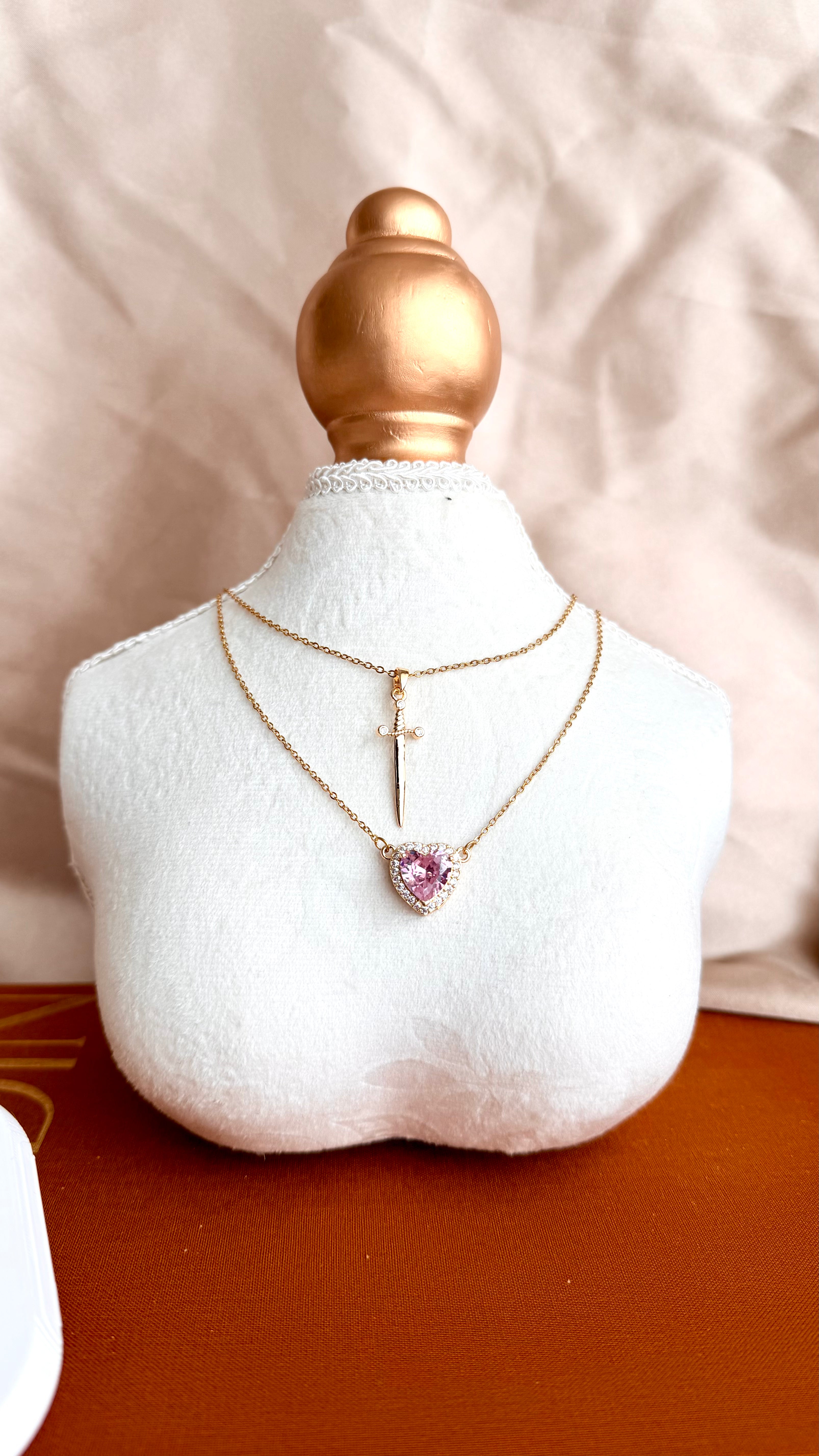 Sacred Heart Double Zincir Çelik Kolye